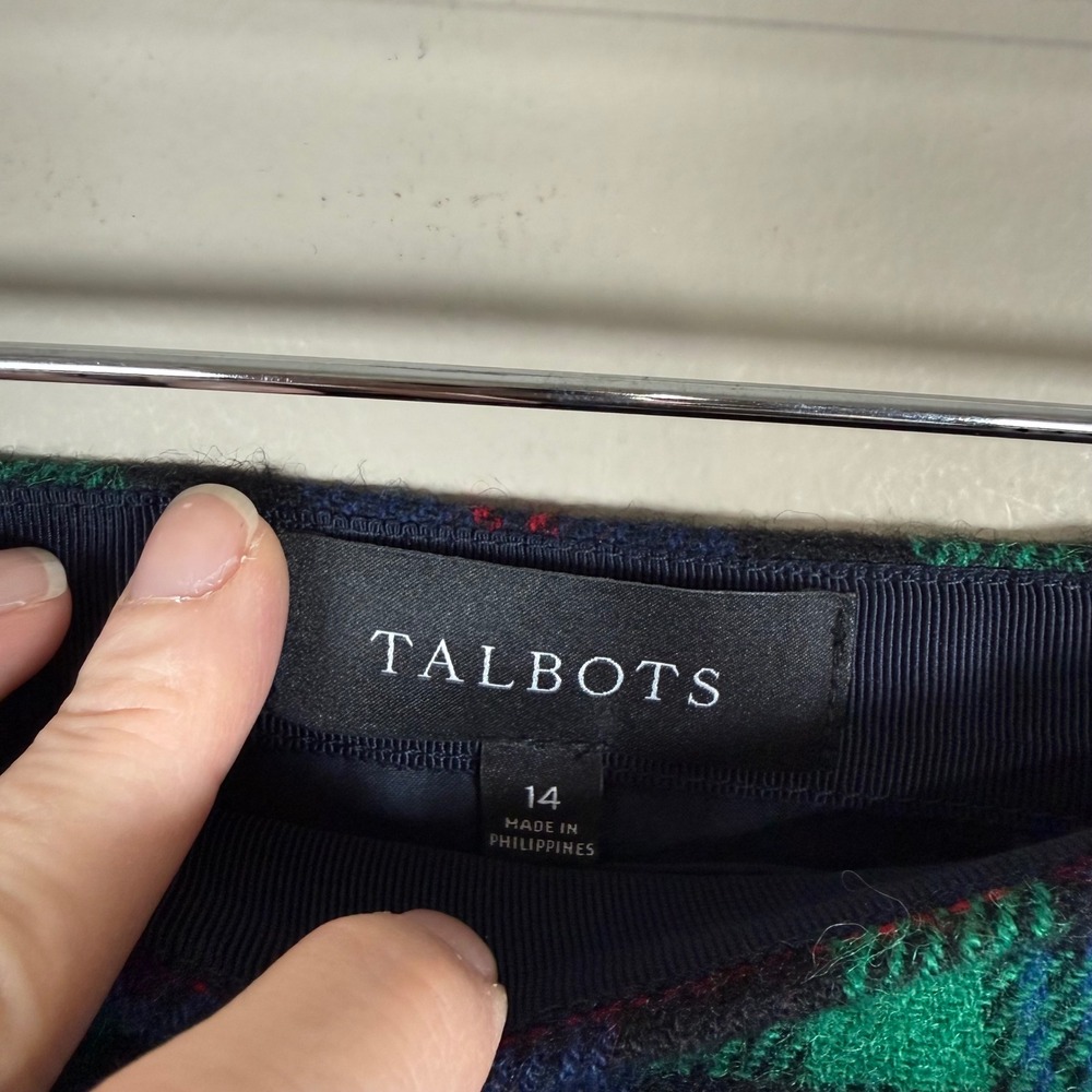 Talbots Green/Blue/Red Plaid Wool Blend A-Line Skirt Size 14 Office Career - Picture 9 of 9